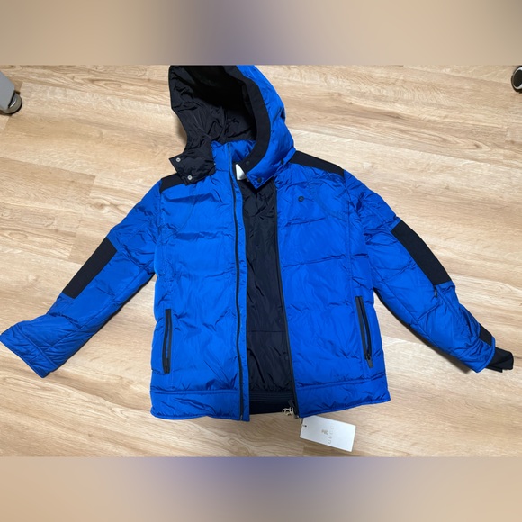 Luxury Gucci Youth Down Blue Hooded Jacket with Black Accents (Waterproof) - Picture 4 of 16